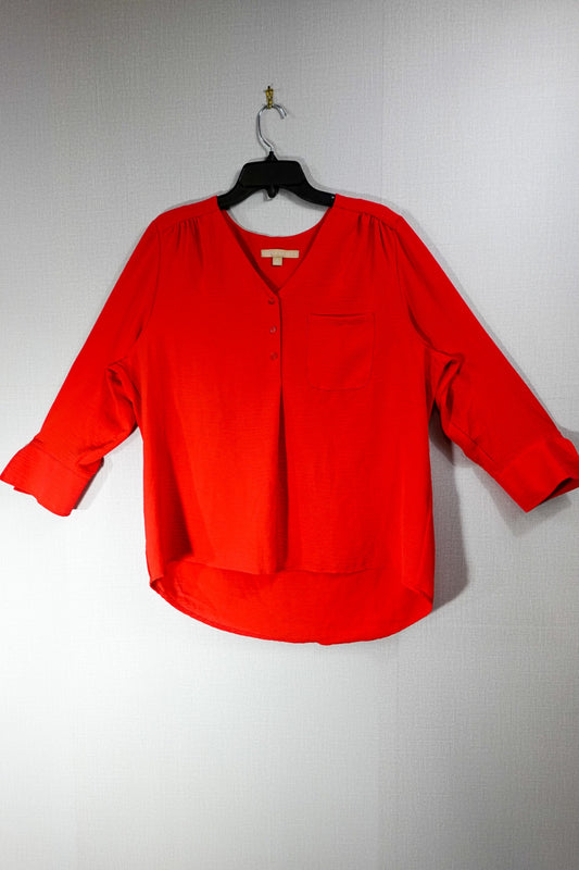 Hope & Harlow, 3/4 SLEEVE TOP, XL, Red