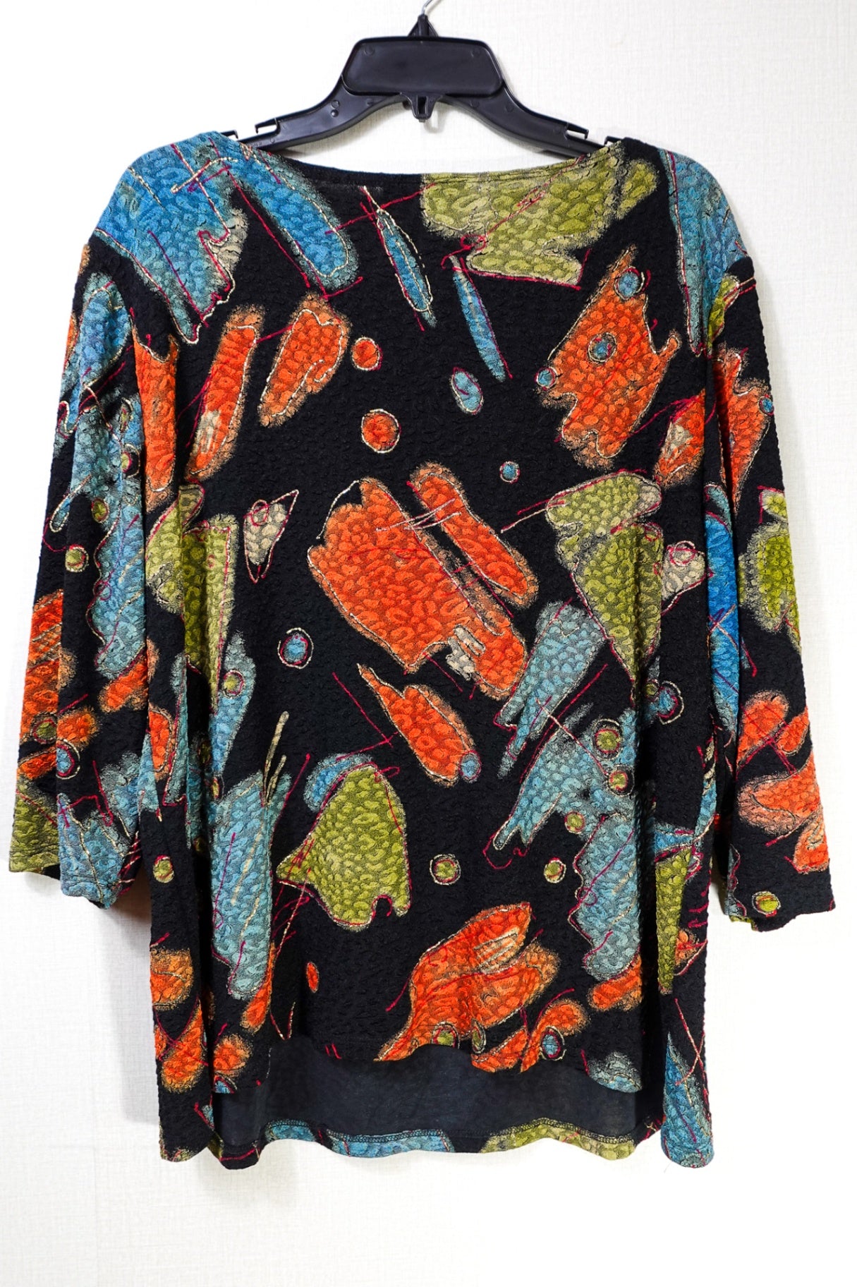 Only Nine Woman, 3/4 SLEEVE TOP, 3X, Multicolor