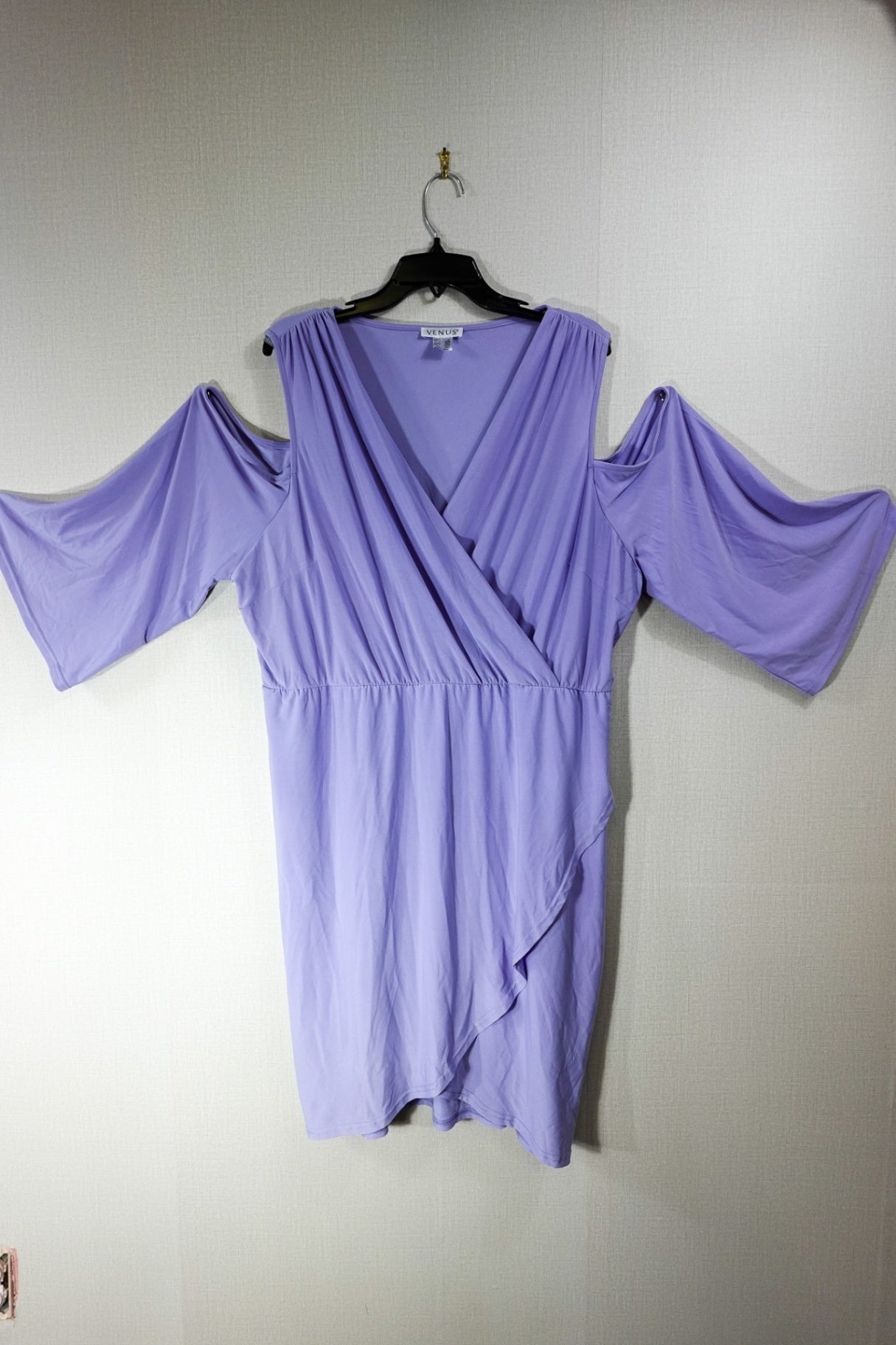 Venus, Cold Shoulder Dress, 2X, Lavender
