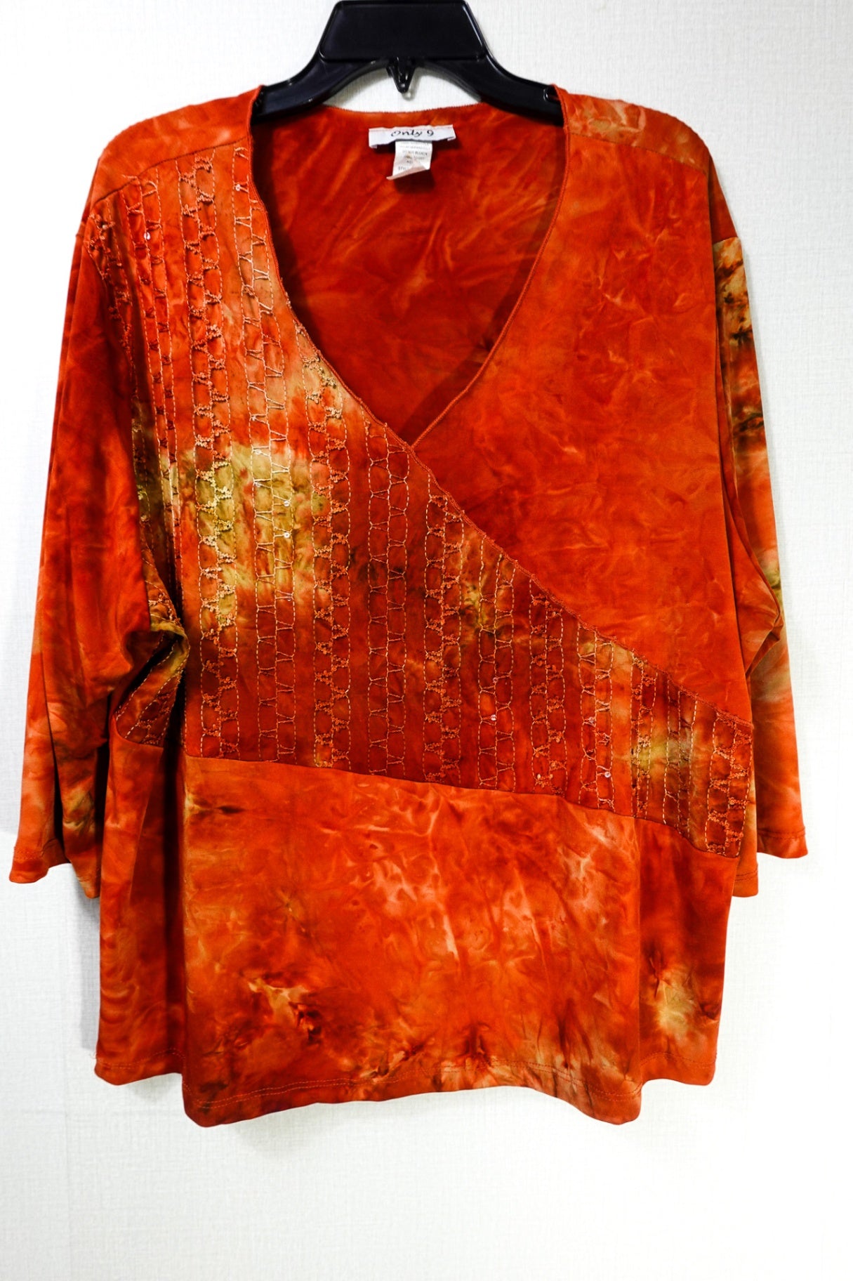 Only 9, 3/4 Sleeve Top, 3X, Orange