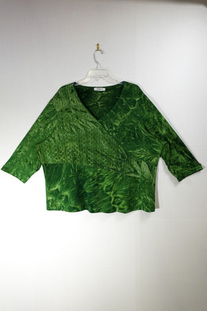 Only 9, 3/4 Sleeve Top, 2X, Green