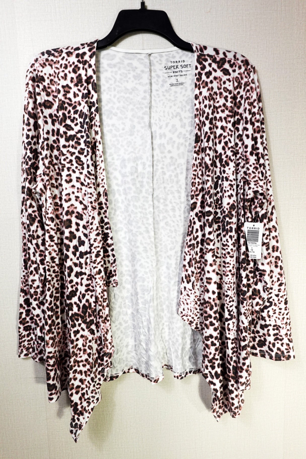 Torrid, New Cardigan, 14-16, Animal print white