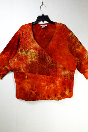 Only 9, 3/4 Sleeve Top, 3X, Orange