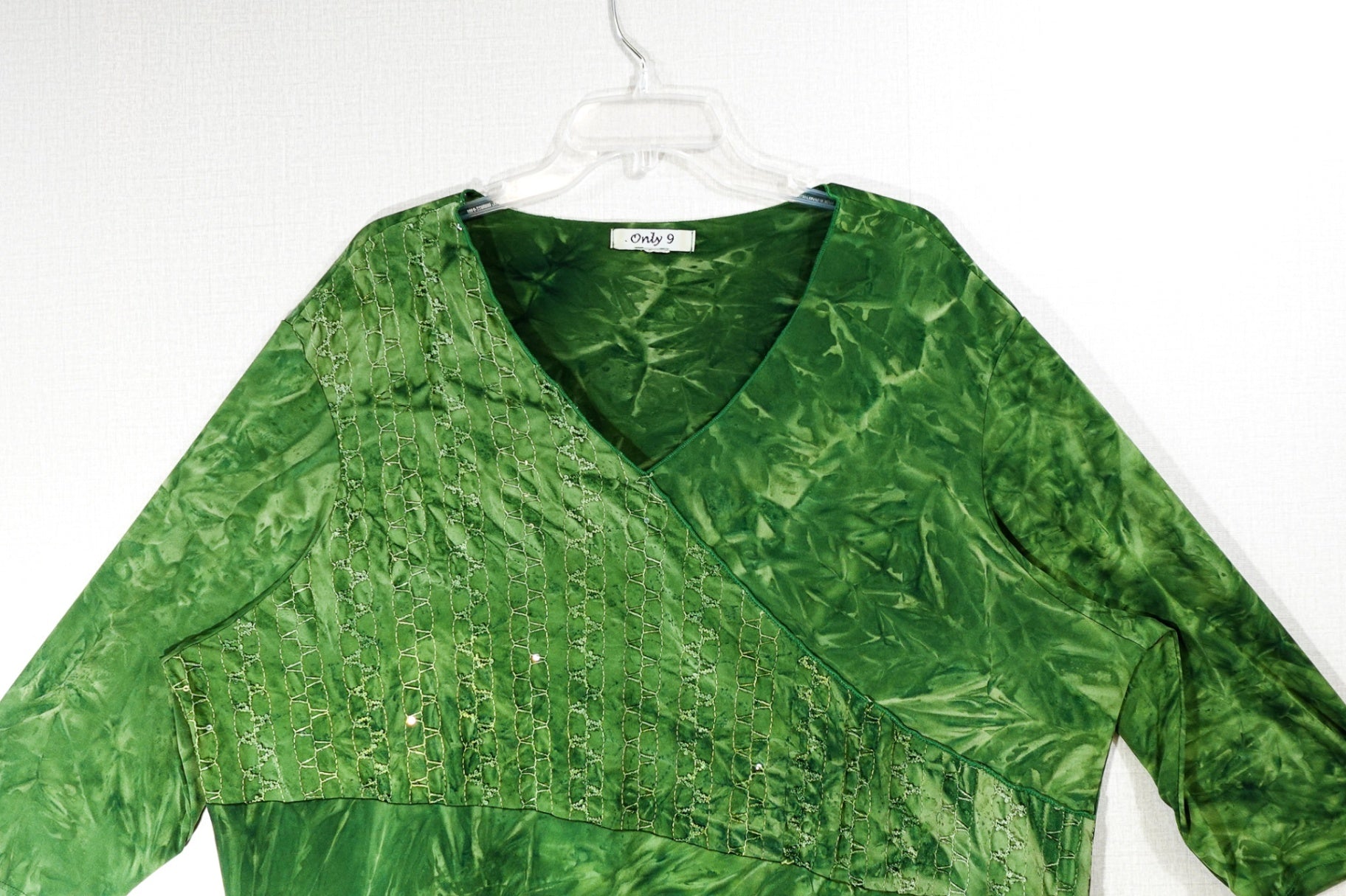 Only 9, 3/4 Sleeve Top, 2X, Green