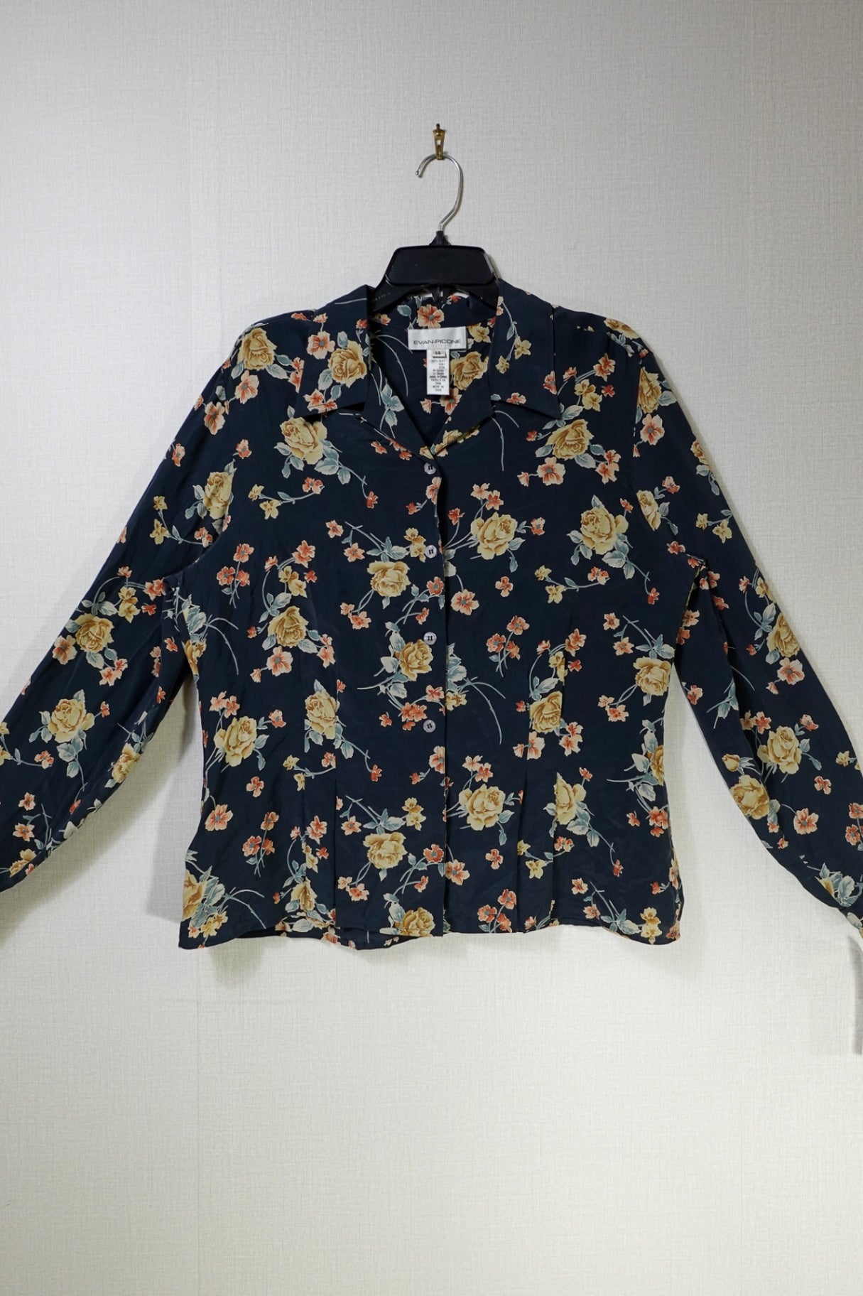 Evan-Picone, New Vintage Long Sleeve blouse, 14, Silk