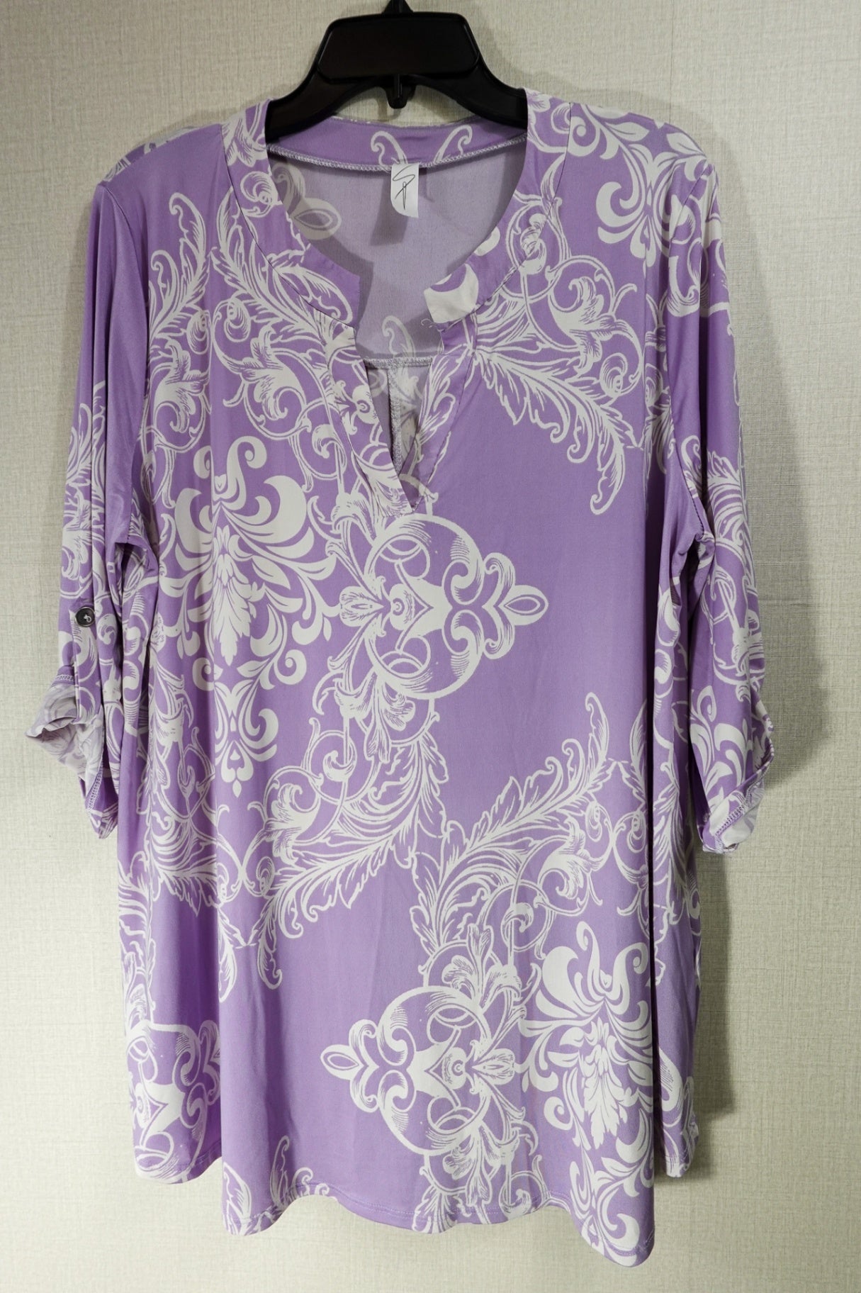 (No Label), 3/4 SLEEVE TOP, 2X, Polyester, Spandex