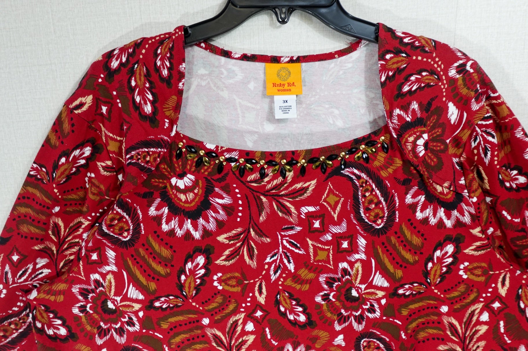 Ruby Rd., New 3/4 Sleeve Top, 3X, Cotton, Spandex