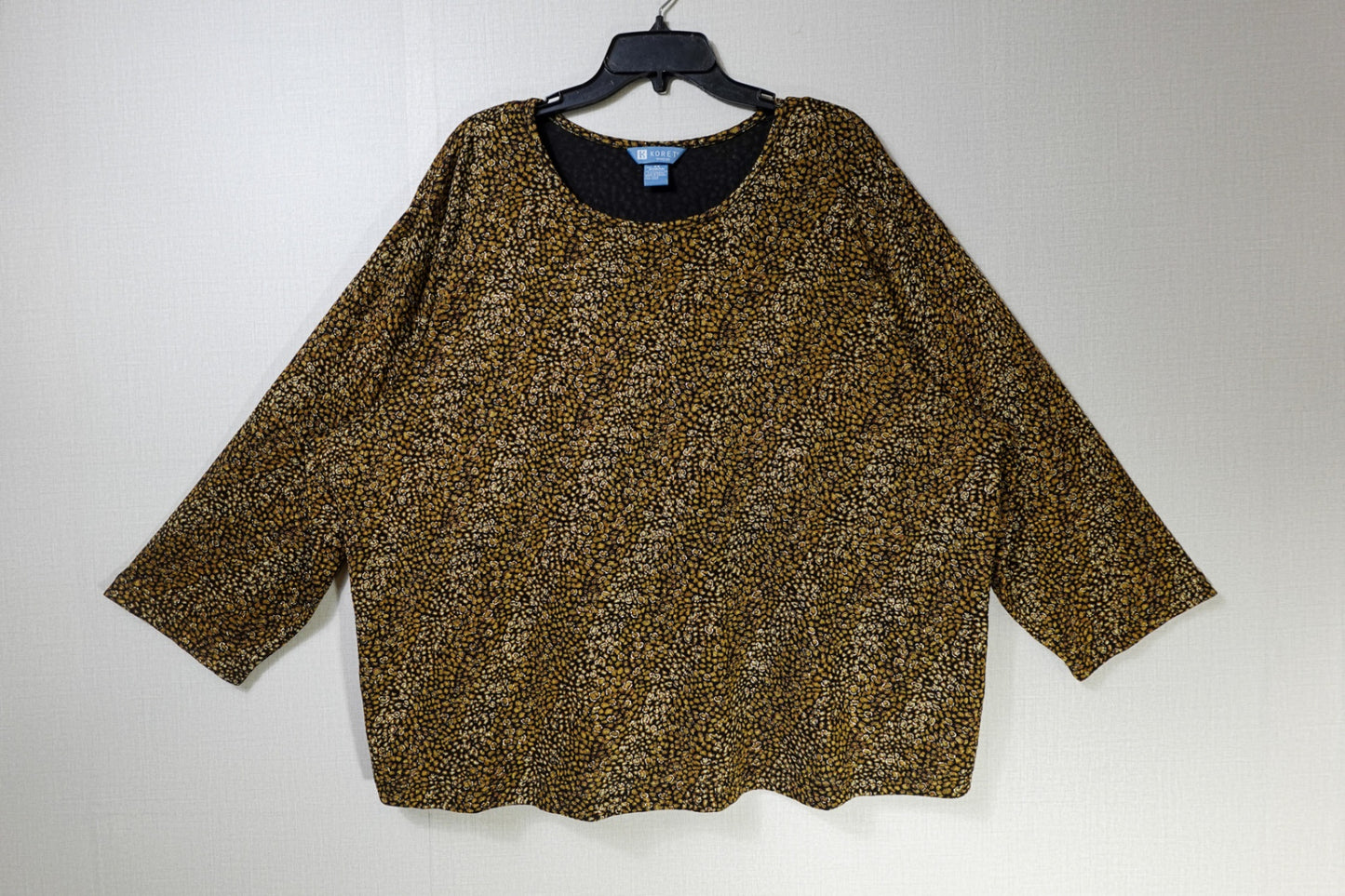 Koret Woman, 3/4 SLEEVE TOP, 3X, Polyester, Spandex
