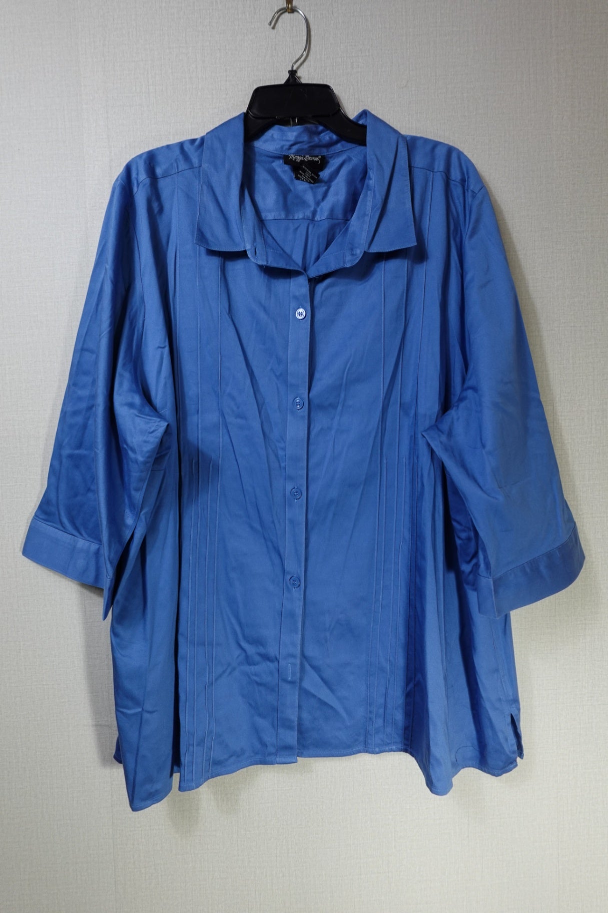 Maggie Barnes, Short Sleeved Top - button down, 3X (26/28), Cotton, Spandex