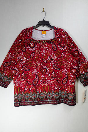 Ruby Rd., New 3/4 Sleeve Top, 3X, Cotton, Spandex