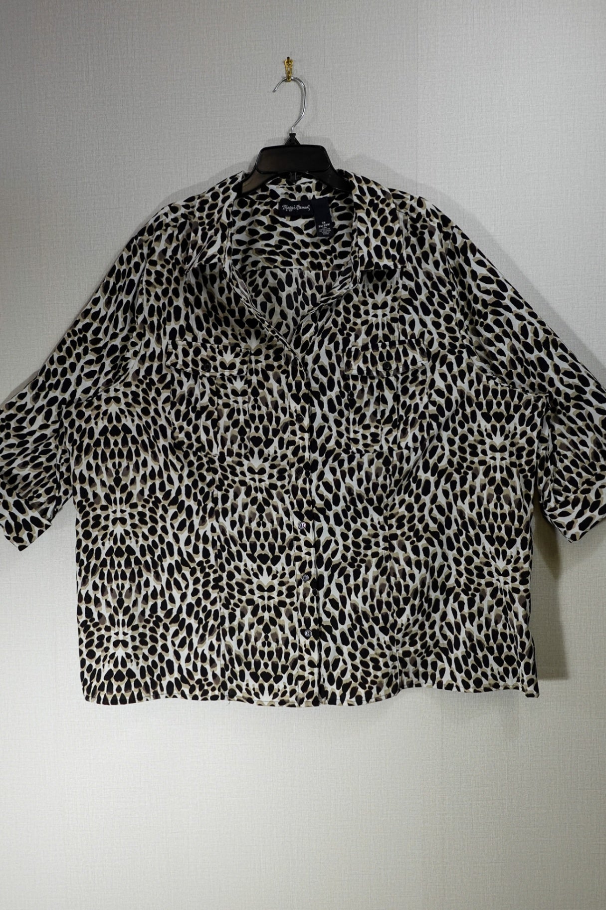 Maggie Barnes, 3/4 Sleeve Top, 3X 26/28W, Polyester, Spandex