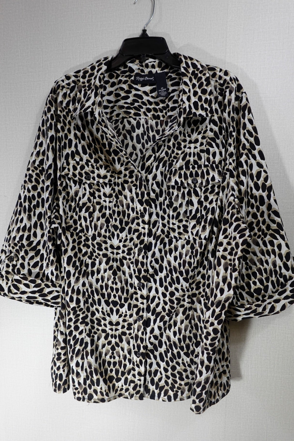 Maggie Barnes, 3/4 Sleeve Top, 3X 26/28W, Polyester, Spandex