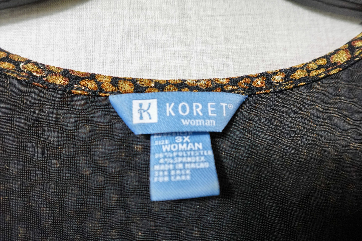 Koret Woman, 3/4 SLEEVE TOP, 3X, Polyester, Spandex