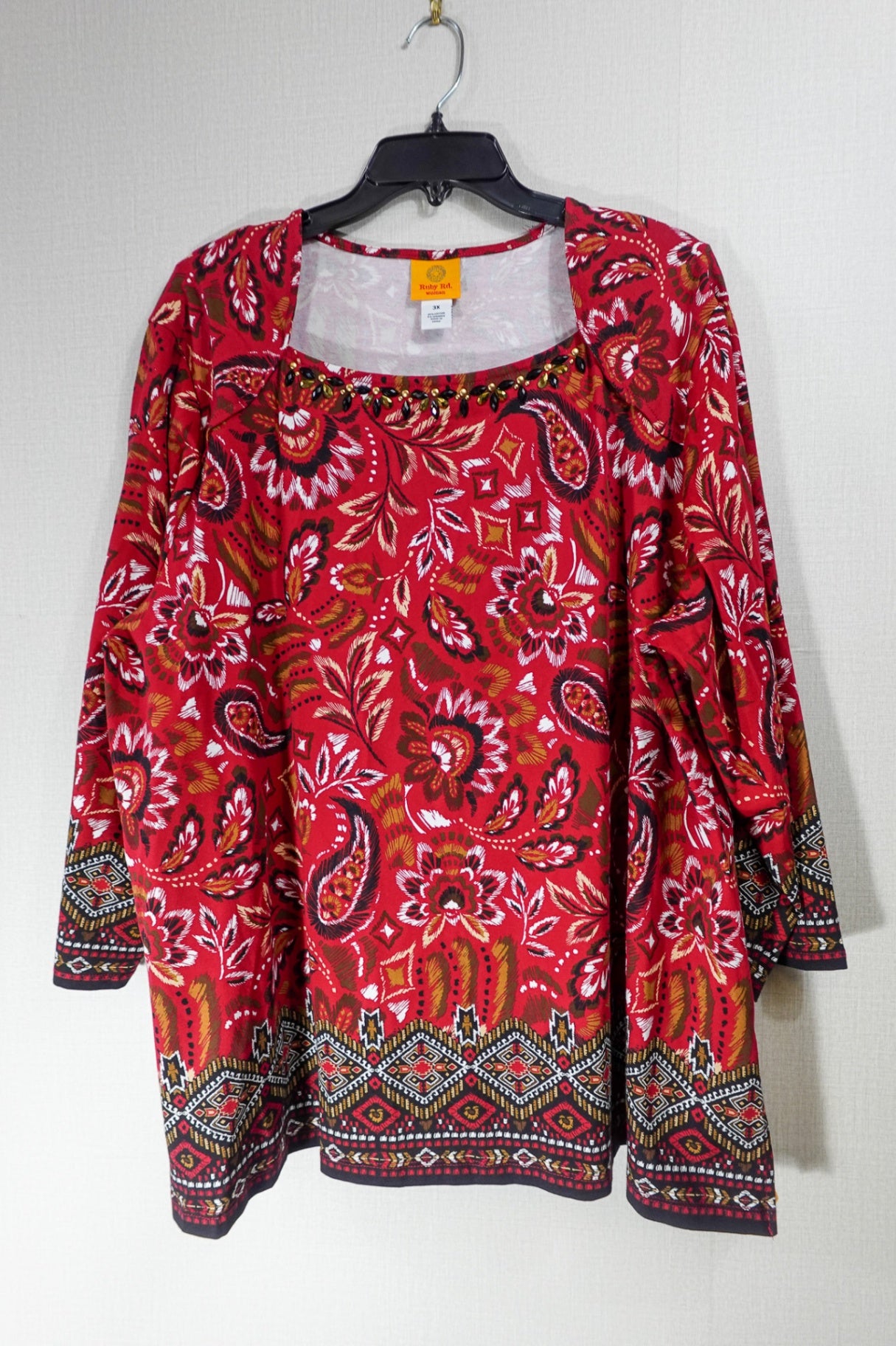Ruby Rd., New 3/4 Sleeve Top, 3X, Cotton, Spandex
