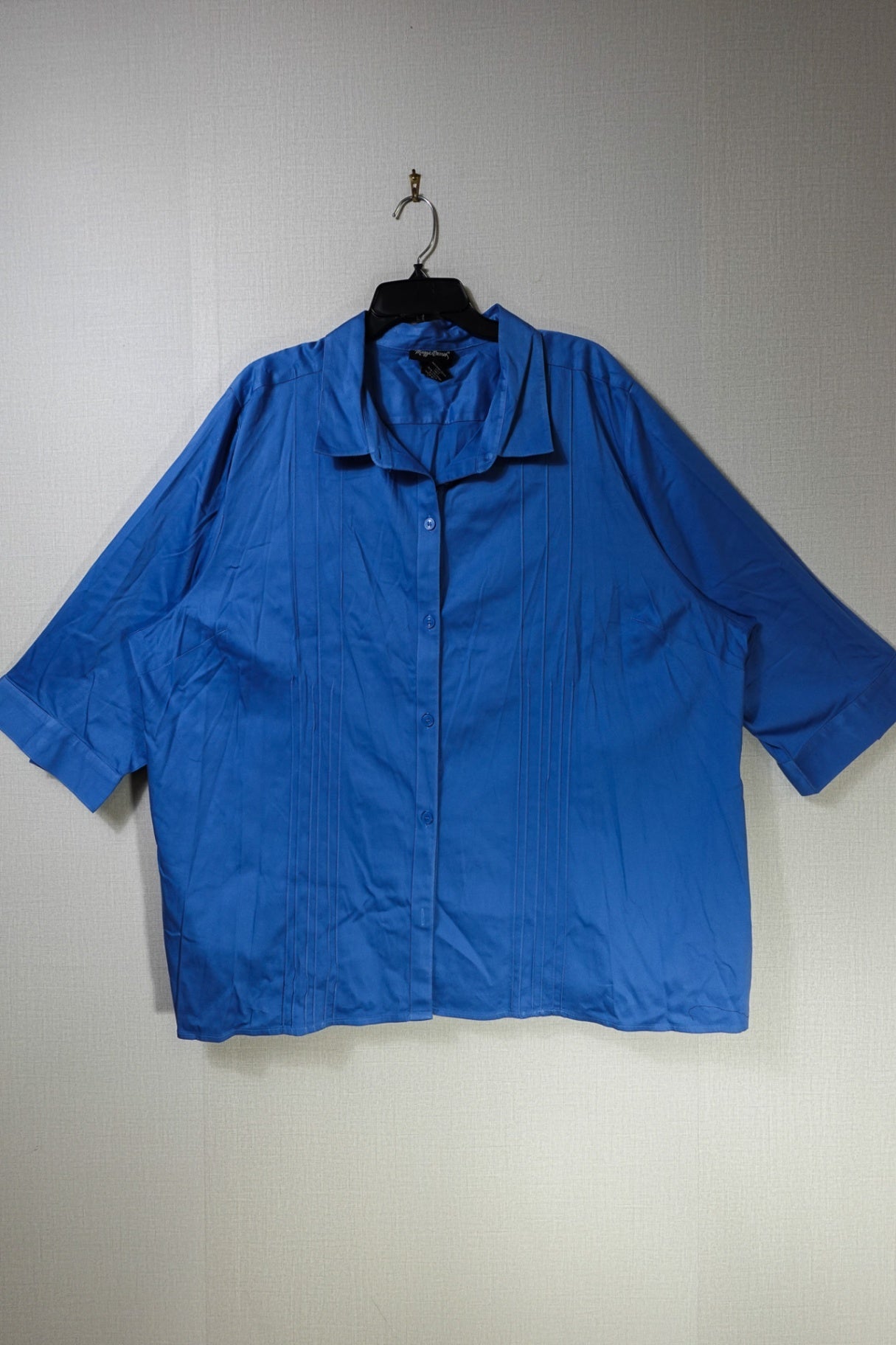 Maggie Barnes, Short Sleeved Top - button down, 3X (26/28), Cotton, Spandex