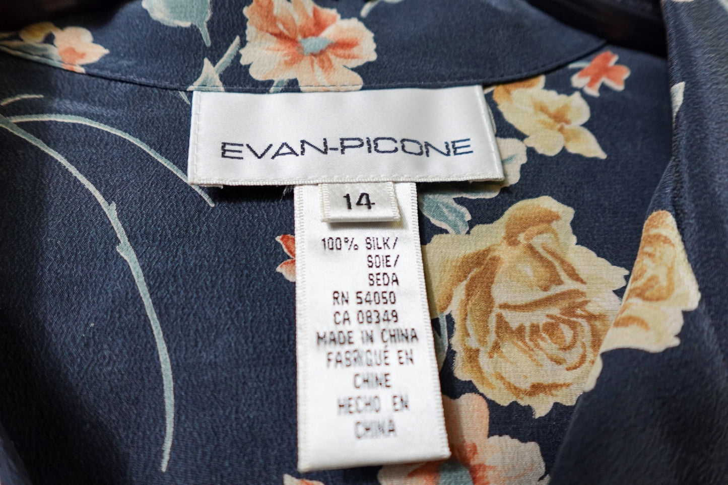 Evan-Picone, New Vintage Long Sleeve blouse, 14, Silk