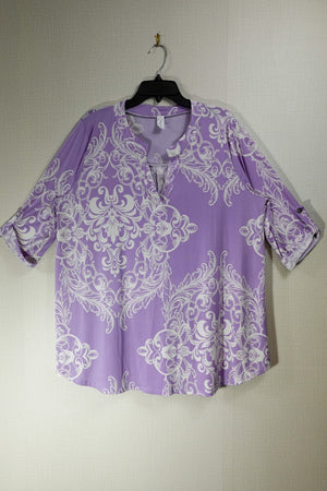 (No Label), 3/4 SLEEVE TOP, 2X, Polyester, Spandex