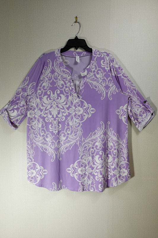 (No Label), 3/4 SLEEVE TOP, 2X, Polyester, Spandex