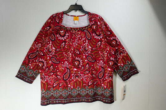 Ruby Rd., New 3/4 Sleeve Top, 3X, Cotton, Spandex