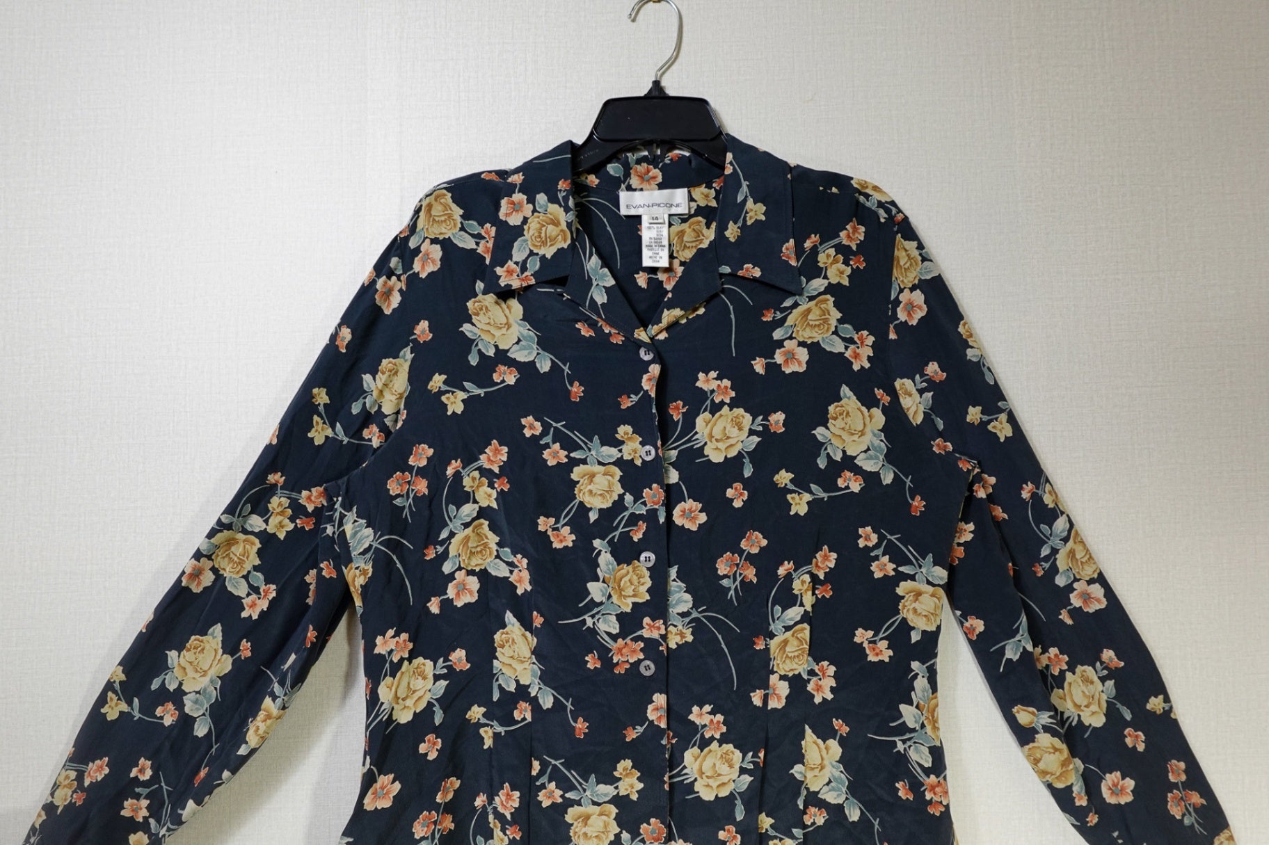 Evan-Picone, New Vintage Long Sleeve blouse, 14, Silk