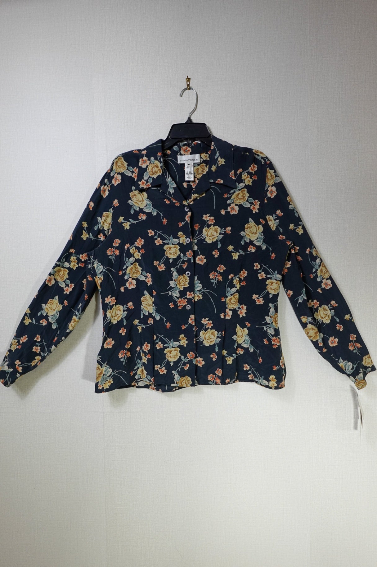 Evan-Picone, New Vintage Long Sleeve blouse, 14, Silk