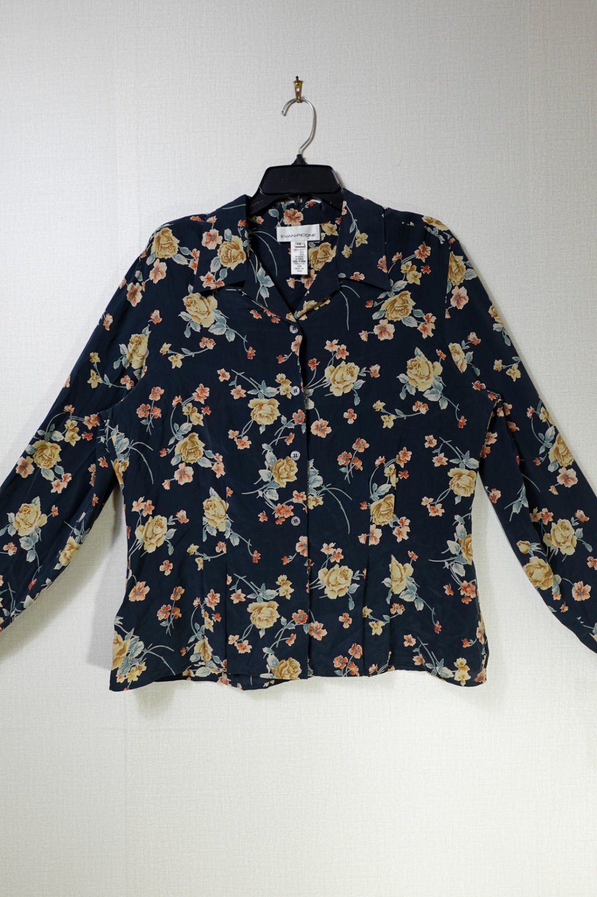 Evan-Picone, New Vintage Long Sleeve blouse, 14, Silk