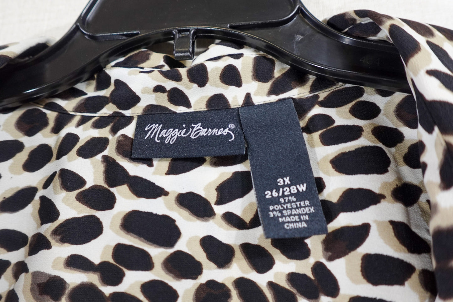 Maggie Barnes, 3/4 Sleeve Top, 3X 26/28W, Polyester, Spandex
