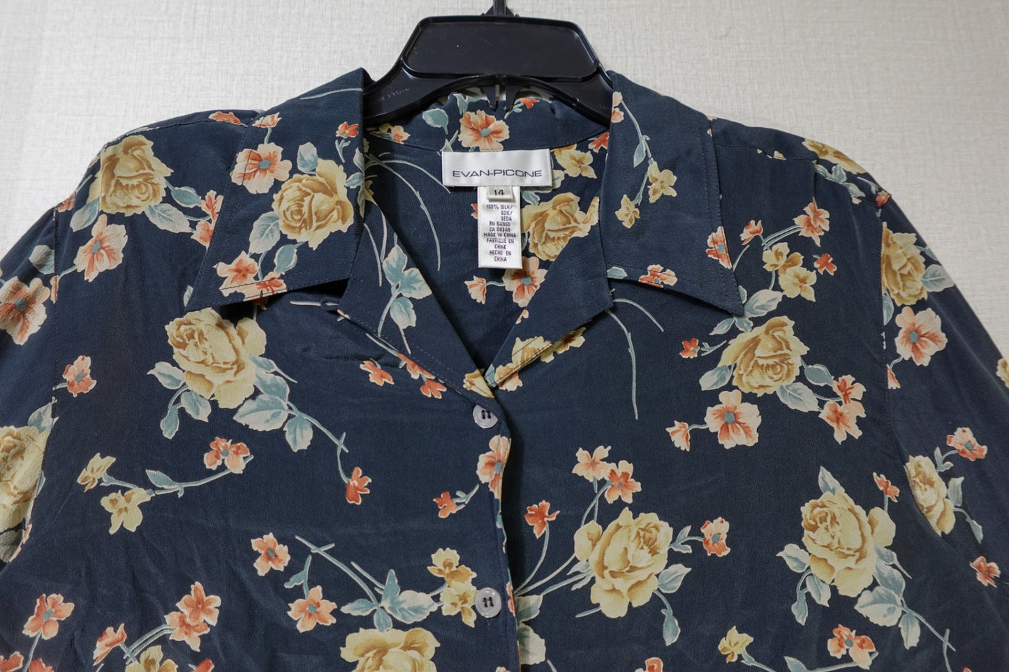 Evan-Picone, New Vintage Long Sleeve blouse, 14, Silk