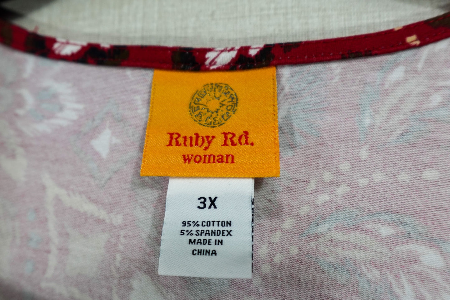 Ruby Rd., New 3/4 Sleeve Top, 3X, Cotton, Spandex