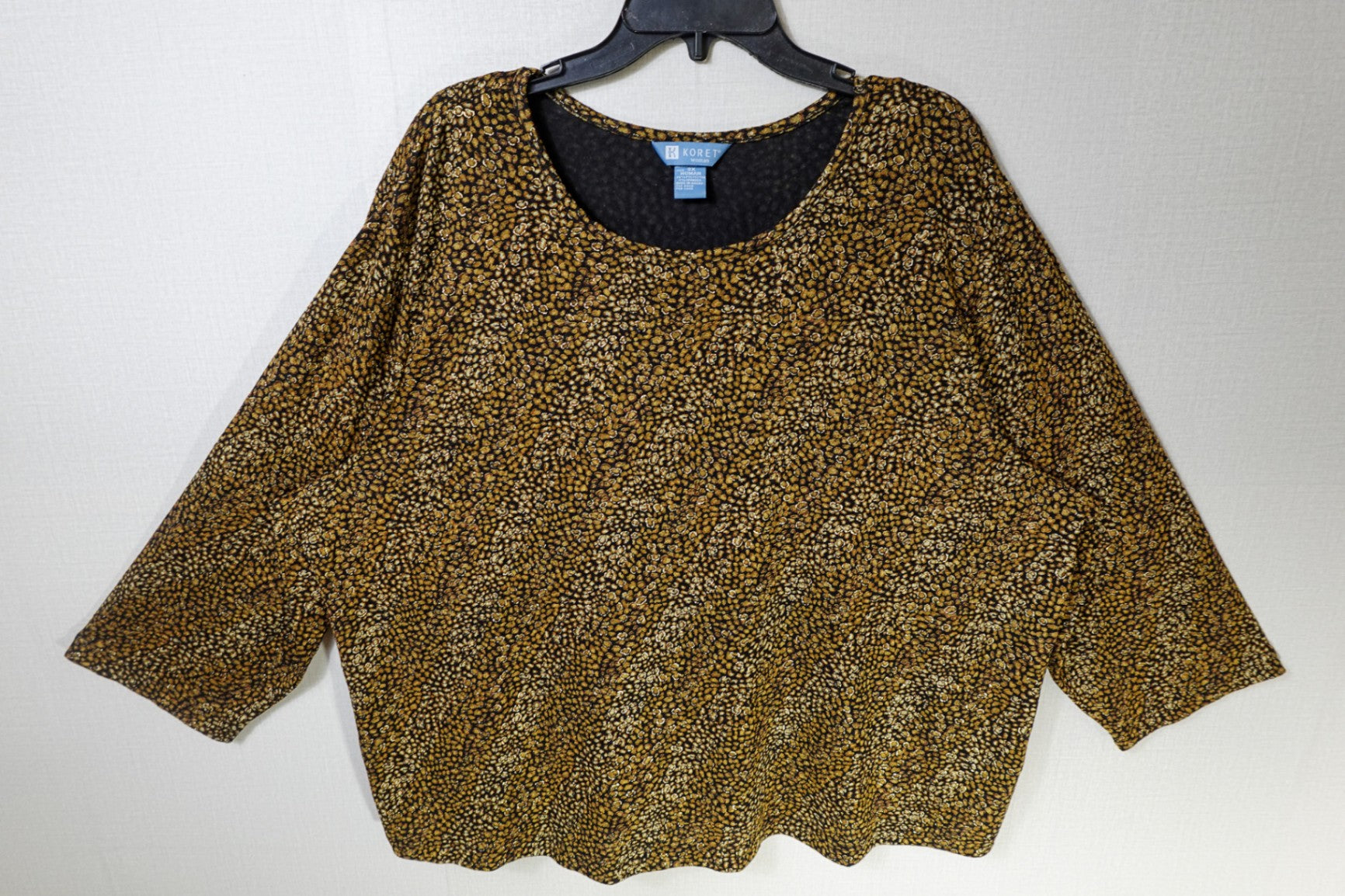 Koret Woman, 3/4 SLEEVE TOP, 3X, Polyester, Spandex