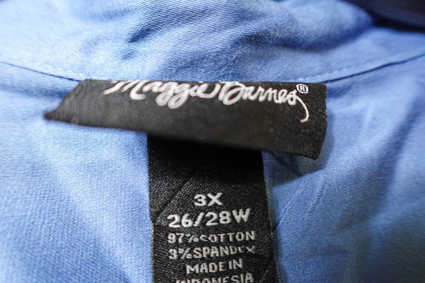 Maggie Barnes, Short Sleeved Top - button down, 3X (26/28), Cotton, Spandex