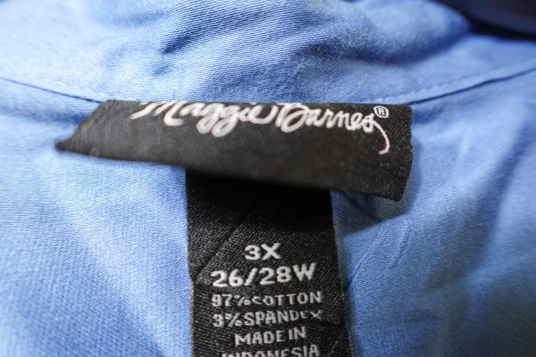Maggie Barnes, Short Sleeved Top - button down, 3X (26/28), Cotton, Spandex