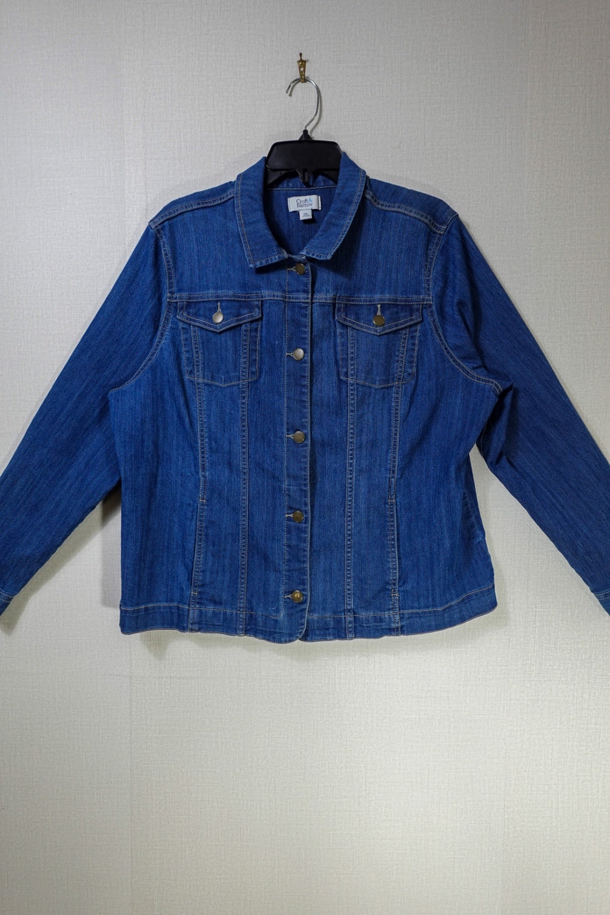 Croft & Barrow, Denim Jacket, 2X, Cotton, Polyester, Spandex