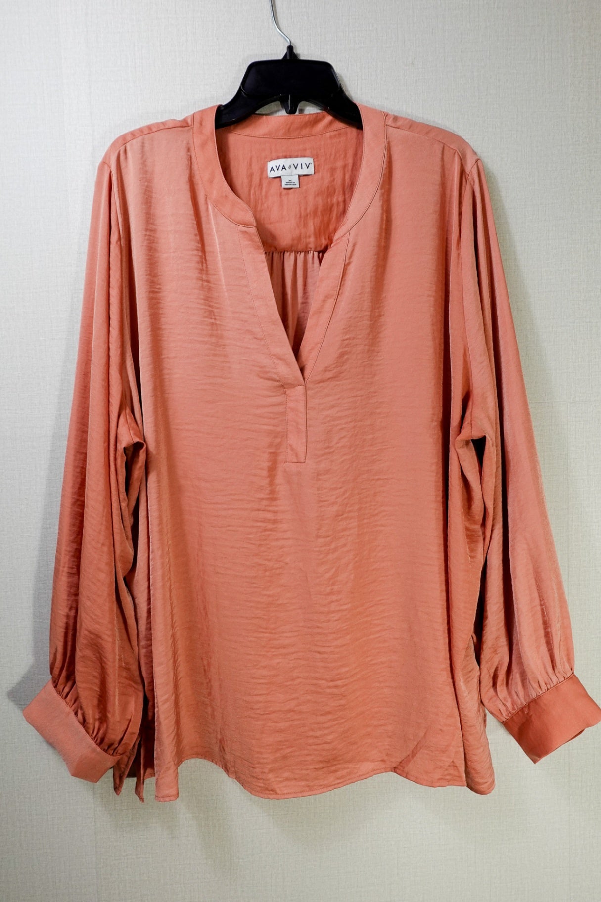Ava & Viv, Long Sleeves Top, 3X, Polyester