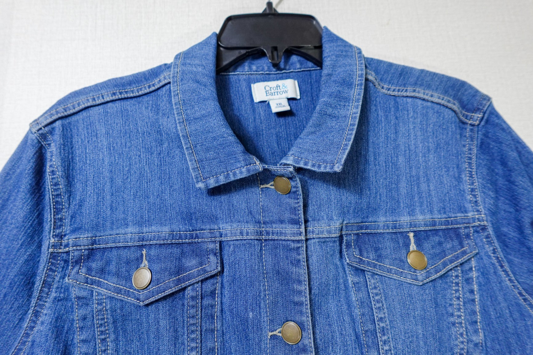 Croft & Barrow, Denim Jacket, 2X, Cotton, Polyester, Spandex