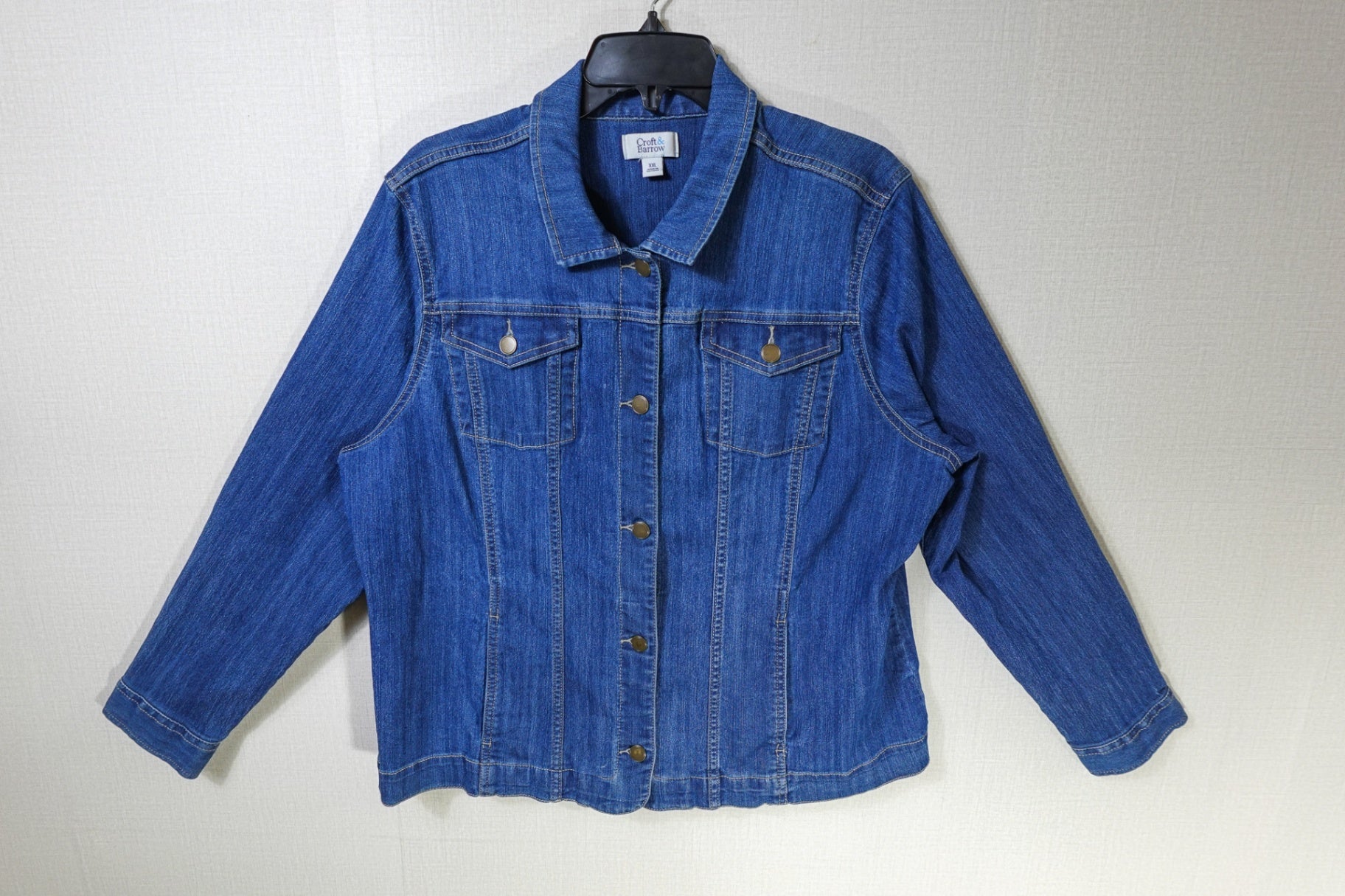 Croft & Barrow, Denim Jacket, 2X, Cotton, Polyester, Spandex