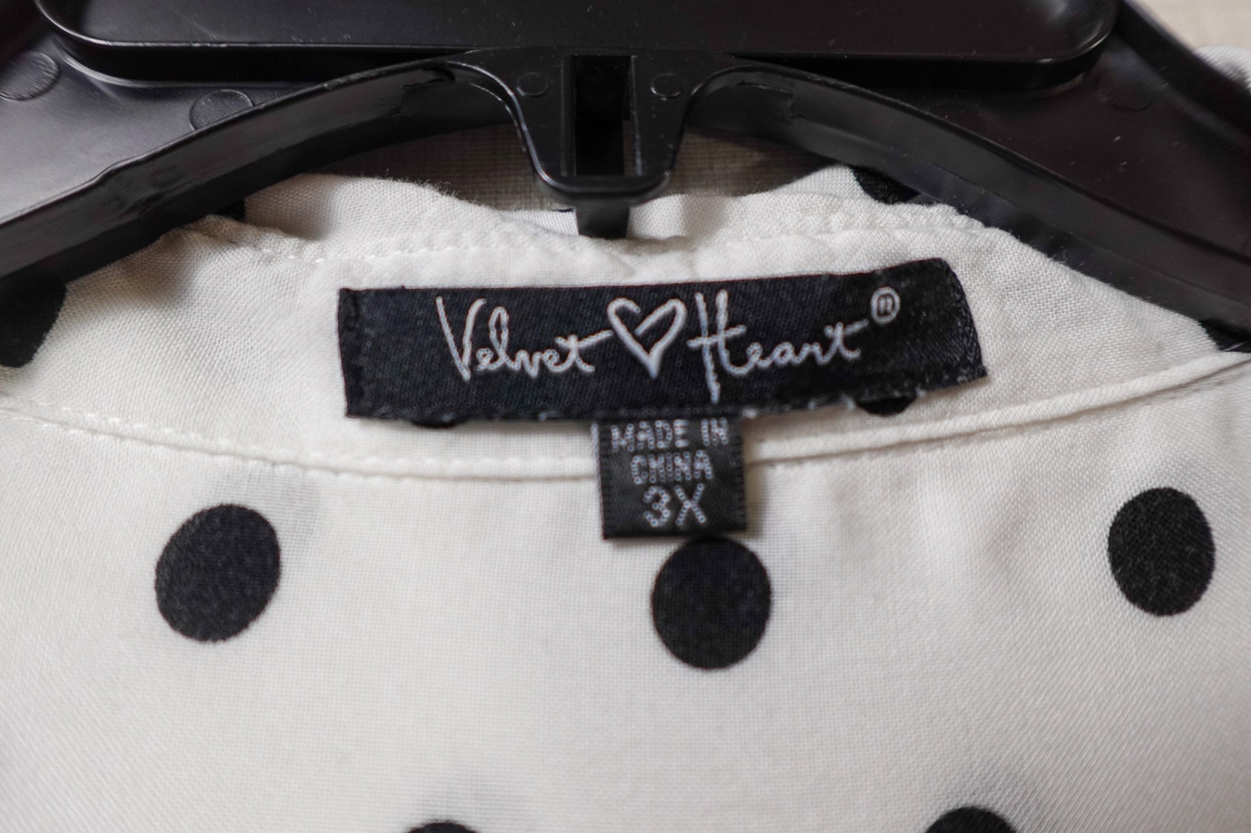 Velvet Heart, 3/4 Sleeve Top, 3X, Rayon