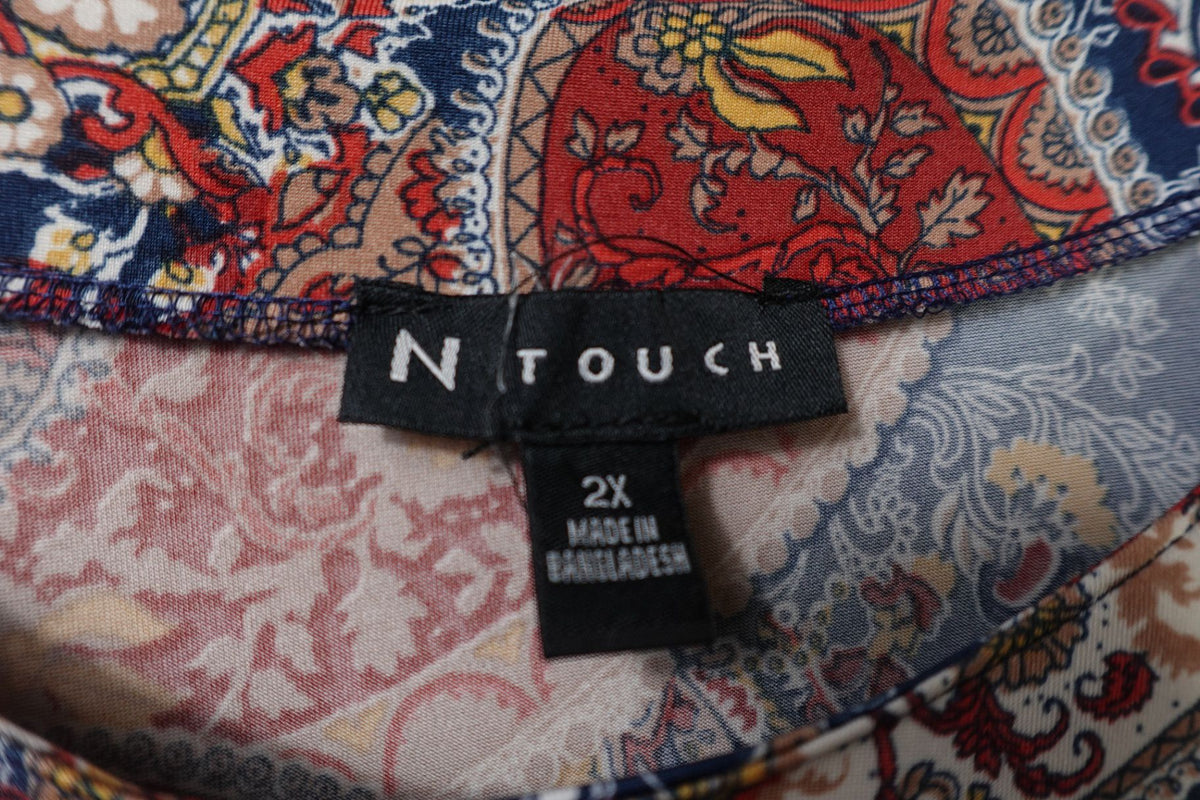 N Touch, New 3/4 Sleeve Top, 2X, Polyester, Spandex
