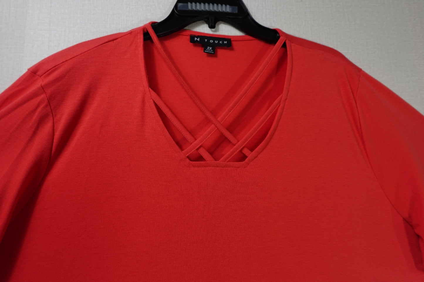 N Touch, Short Sleeved Top, 2X, Polyester, Rayon, Spandex