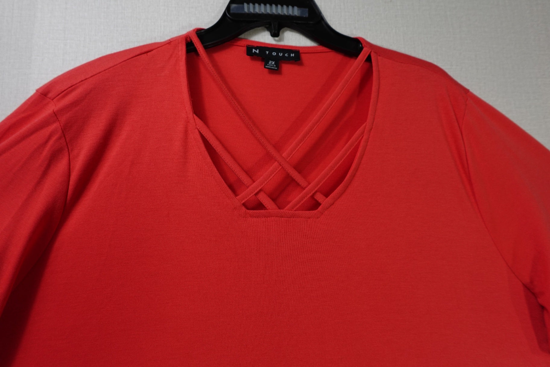 N Touch, Short Sleeved Top, 2X, Polyester, Rayon, Spandex
