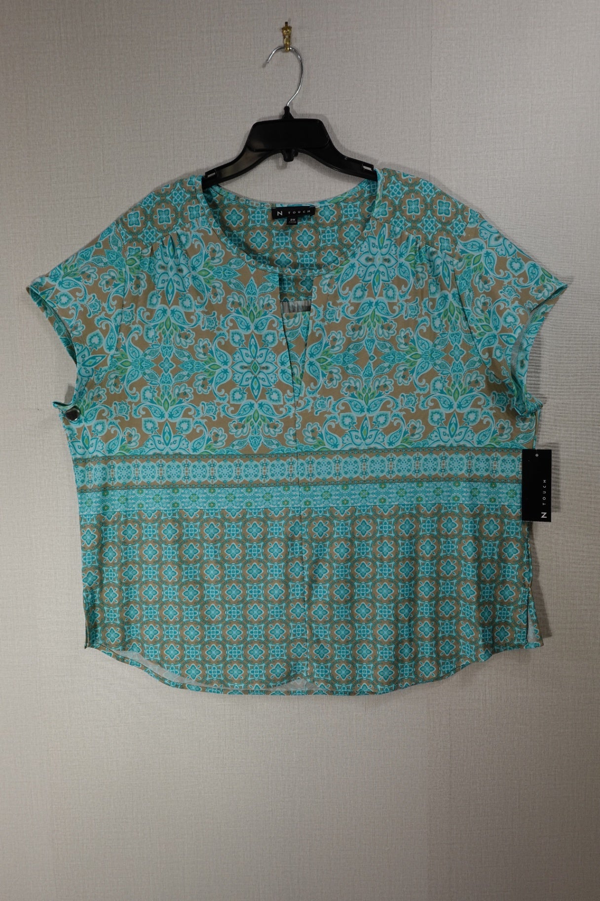 N Touch, Short Sleeved Top, 2X, Polyester, Spandex