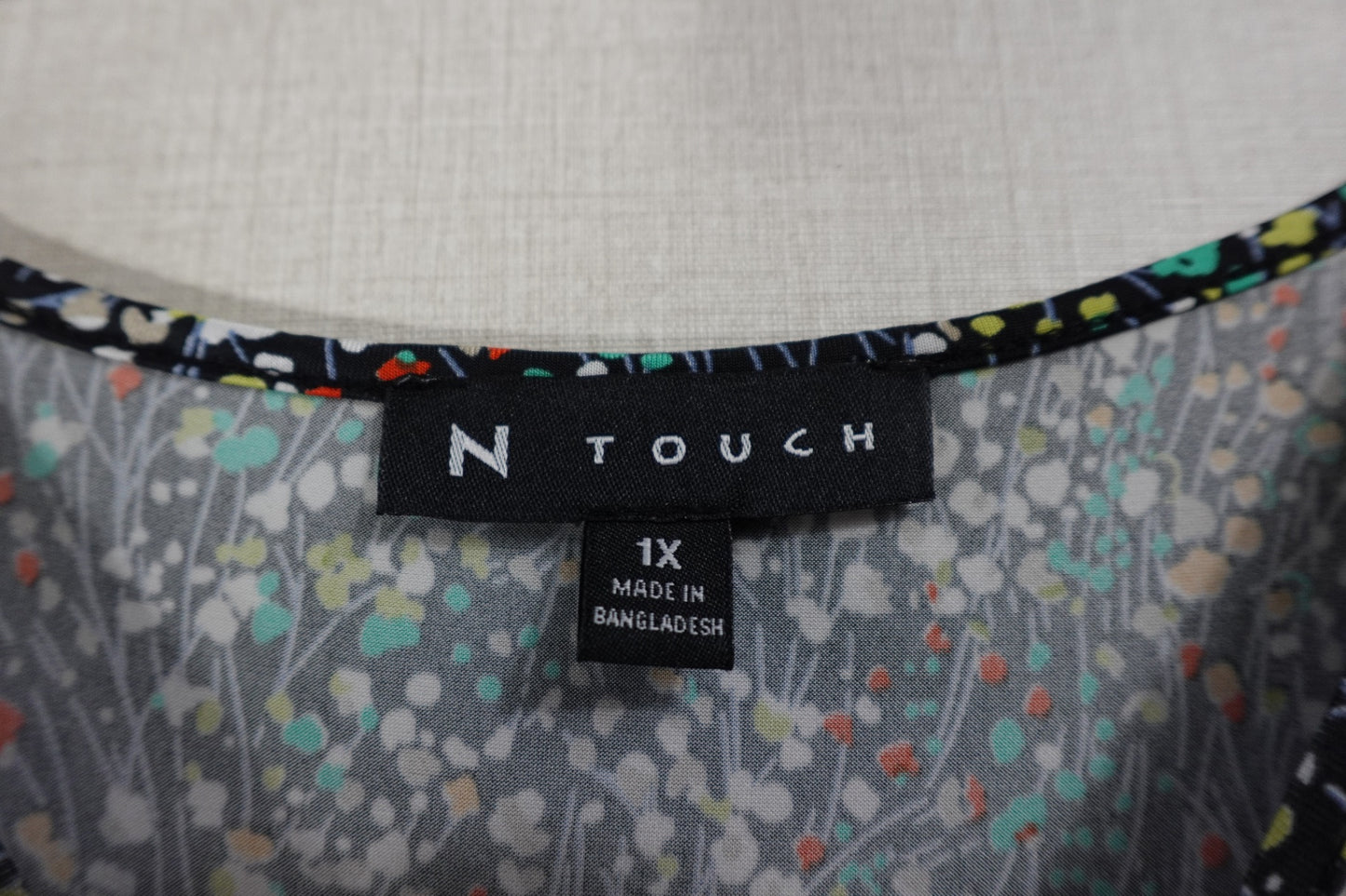 N Touch, New 3/4 Sleeve Top, 1X, Polyester, Spandex