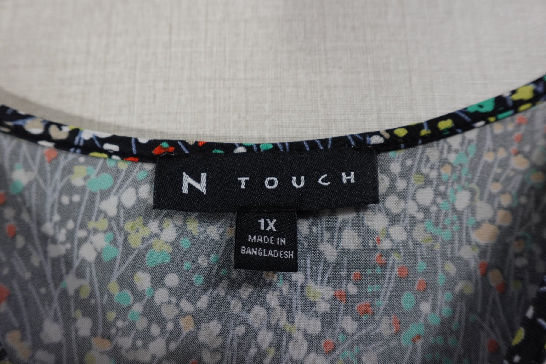 N Touch, New 3/4 Sleeve Top, 1X, Polyester, Spandex