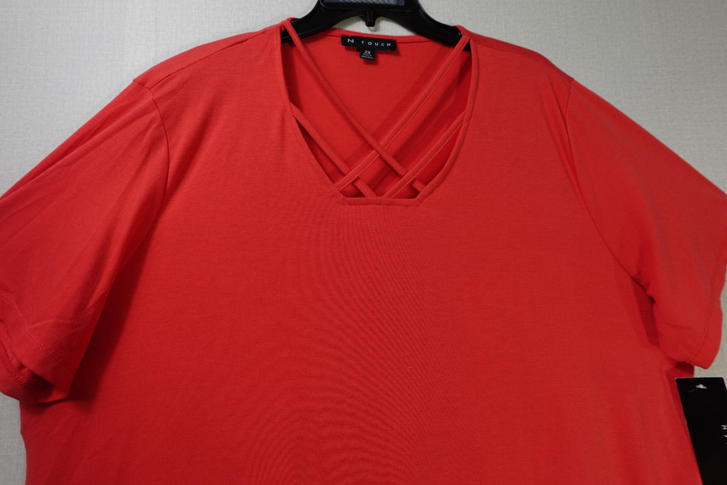 N Touch, Short Sleeved Top, 2X, Polyester, Rayon, Spandex