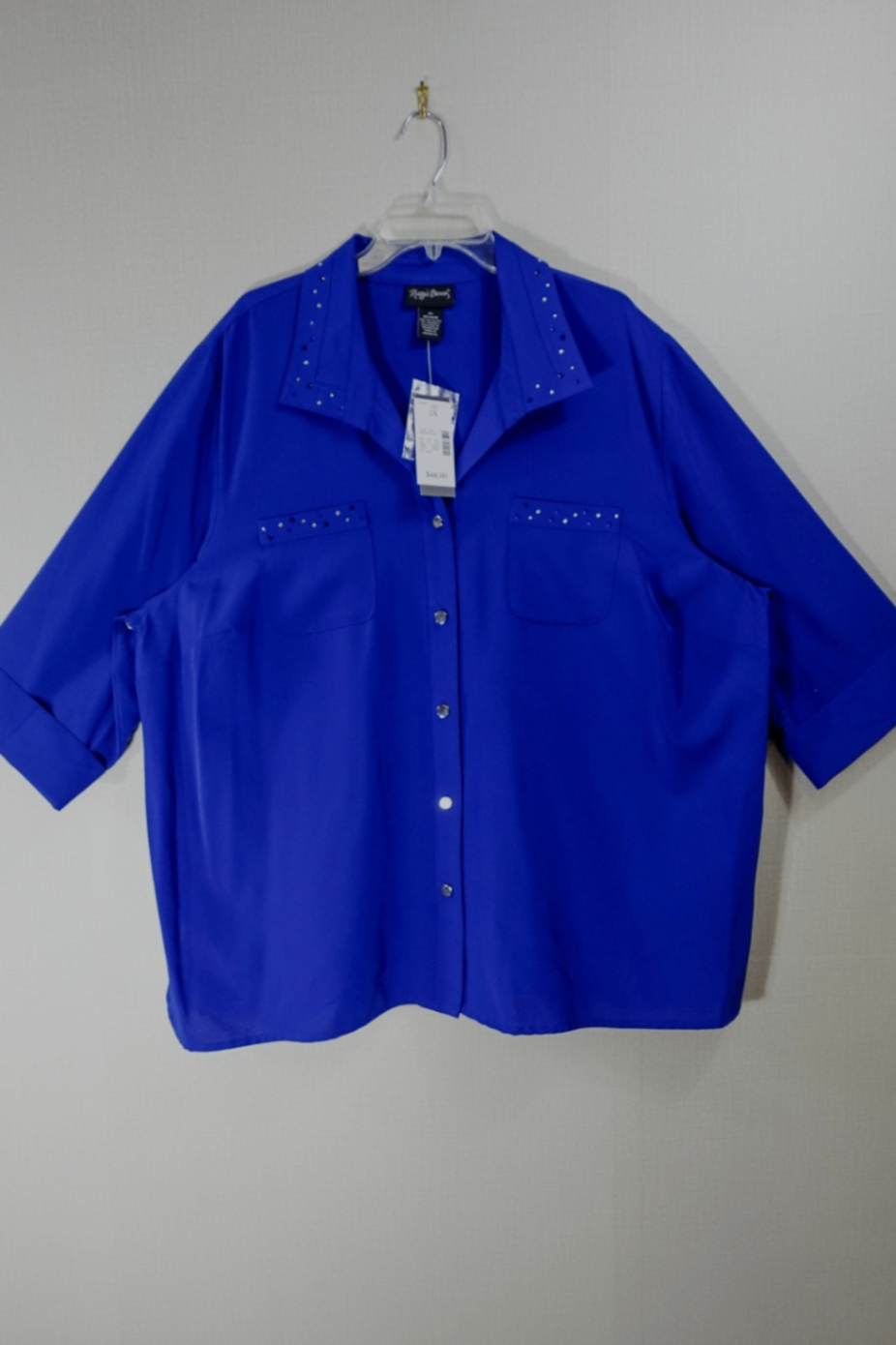 Maggie Barnes, New Short Sleeved Top, 3X, polyester/spandex