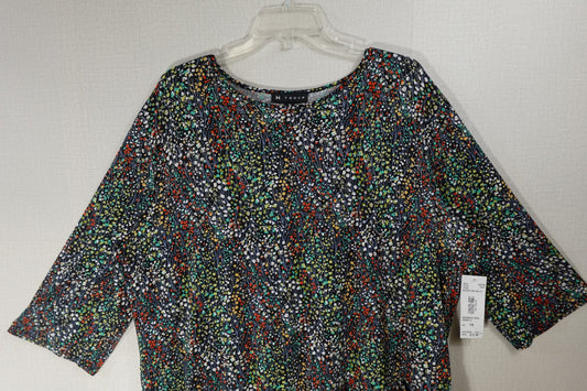 N Touch, New 3/4 Sleeve Top, 1X, Polyester, Spandex