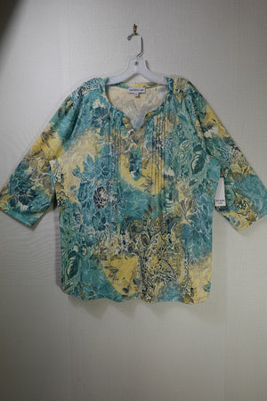 Southern Lady, New 3/4 sleeve top, 1X, Polyester, Spandex