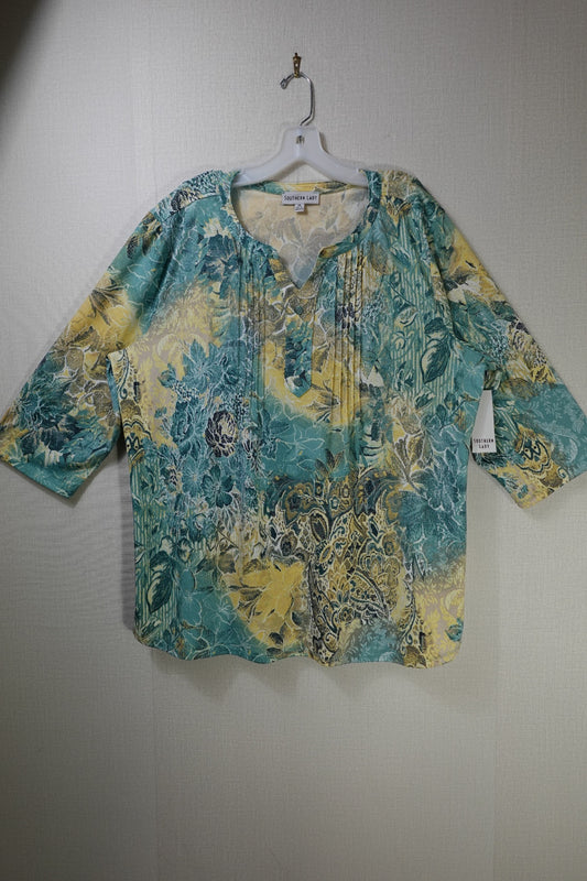 Southern Lady, New 3/4 sleeve top, 1X, Polyester, Spandex