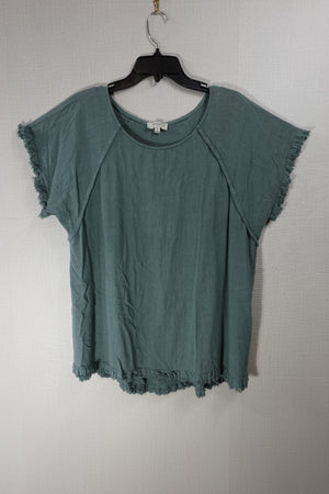 Umgee , Short Sleeved Top, 1X, Linen, Cotton