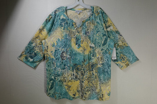 Southern Lady, New 3/4 sleeve top, 1X, Polyester, Spandex